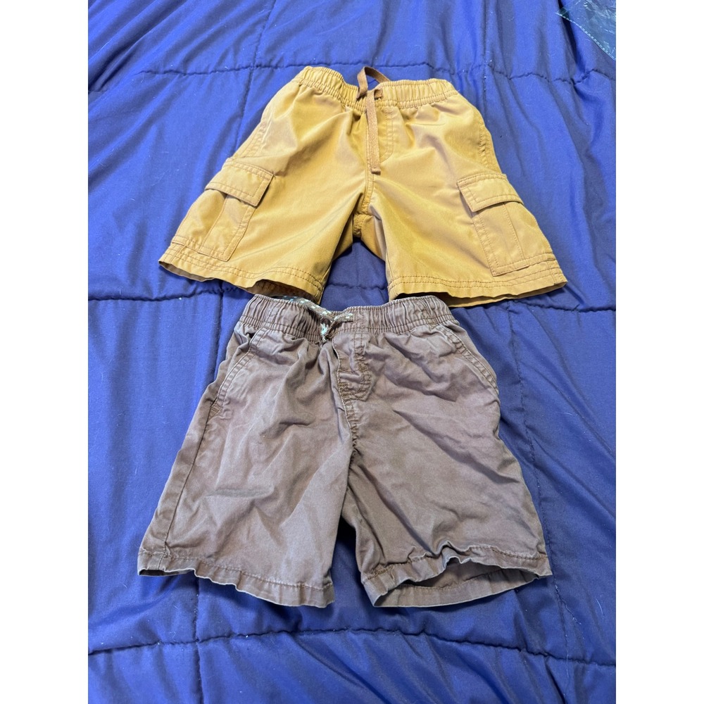 Cat & Jack Toddler Boys Shorts Bundle 3T Tan Cargo Brown Cotton Pull On 2 Pack